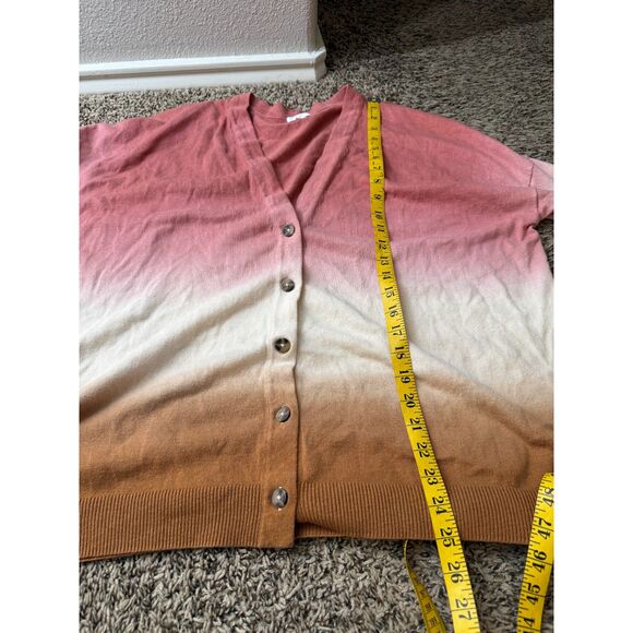 J Jill Womens Ombre Button Up Cardigan Sz XL Pink White Black Preppy - Picture 6 of 7
